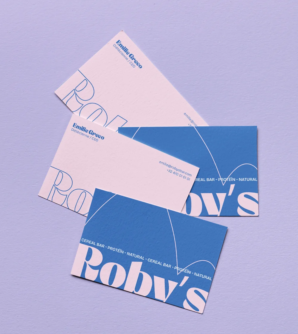 Cartes de visite Roby's Bar au nom d'Émilie Greco, diététicienne et CEO