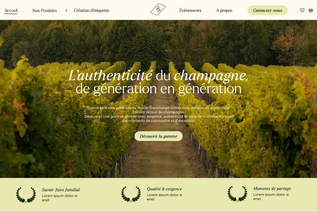 Ruelle-Dommange — refonte UX/UI du site d'une maison de champagne