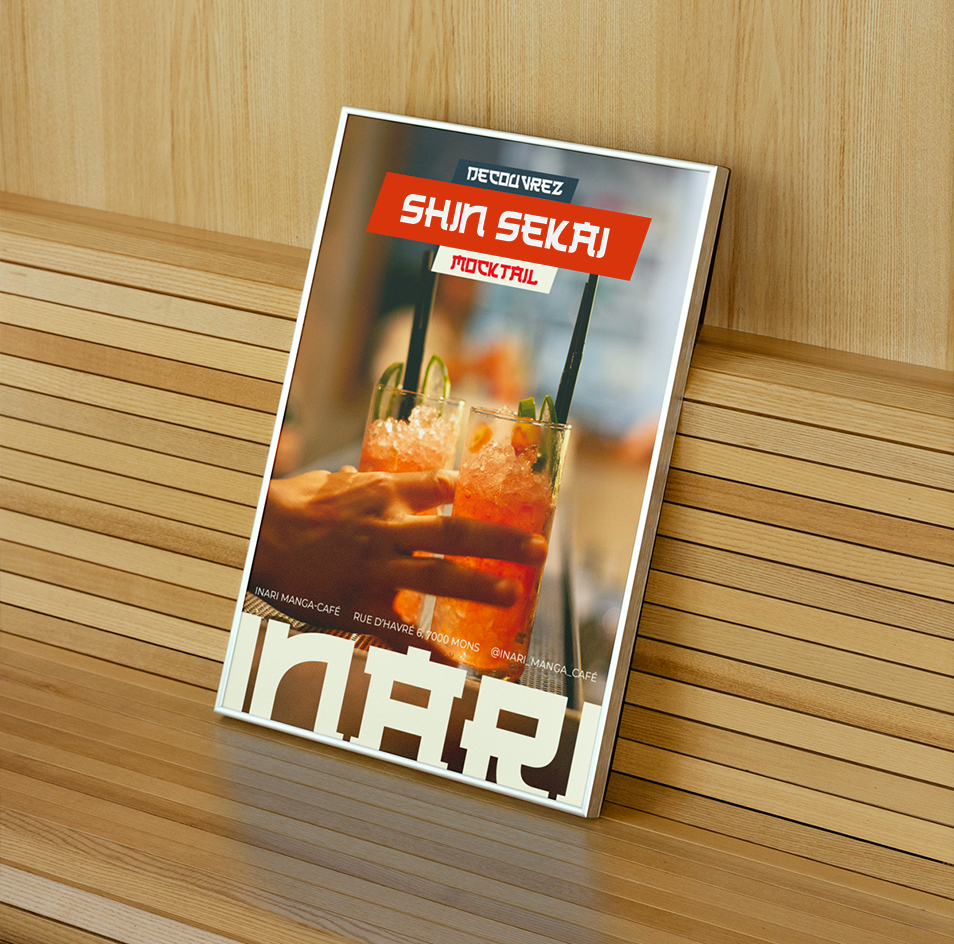 Poster de boisson du Inari Manga Café conçu par Studio Onze
